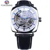 Nuevo Reloj Mecánico Semi-Automático de Acero para Hombre Forsining, Moda Casual Estilo Europeo y Americano, Hueco, Resistente al Agua
