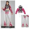 Roupa de Dança Jazz para Meninas Top Cropped de Couro Brilhante Street Dance Hip-Hop Grupo de Meninas de Dança Jazz Passarela Calça de Moletom Branca Roupa de Performance Tendência