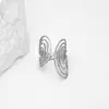 Anillo Abierto en Espiral de Diseño de Nicho Europeo y Americano, Textura de Lujo Ligero, Doble Tono Dorado y Plateado, Sensación de Alta Gama, Anillo Apilable