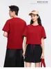 Camiseta de Trabajo de Gama Alta Cuello Redondo Personalizada Holgada para Pareja Manga Corta Corporativa Unisex Camisa Cultural con Bordado Impresión al Aire Doble Cara
