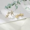 Pendientes de Plata de Ley S925 con Colgante de Estrella de Mar Incrustado de Diamantes, Estilo Coreano Moderno Versátil Elegante para Verano B900X