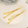 Aretes Chapados en Oro con un Diseño de Moda Único con Estrellas y Notas Musicales, un Accesorio Sencillo de Estilo Largo para Niñas, con Borlas Doradas para un Aspecto Elegante