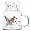 Fábrica de flores borboleta chaleira fria vidro resistente a altas temperaturas bule frio grande capacidade pote de frutas alto valor cor flor bule terno