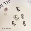 Acessórios para Unhas Camélia, Estilo Escuro de Luxo Leve, Textura Tridimensional Rosa Liga de Zinco Prata Antiga Acessórios Atacado, Rosa Tridimensional