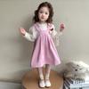 Vestido de tirantes elegante para niña, primavera y otoño, conjunto de vestido de princesa lindo para bebé, tendencia de moda de otoño 2025