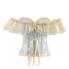 Corsé de ballena estilo francés con estampado de encaje, bustier ajustado para mujer, faja de ballena para usar sobre la ropa.