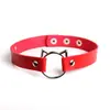 Collar transfronterizo directo de fábrica Harajuku punk europeo y americano collar de cuero pu clavo corazón banda para el cuello cadena gargantilla clip de leche