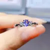 Anillo de Tanzanita Natural Popular al por Mayor de Fábrica Plata S925 Incrustado con Piedra Principal 4*5 Joyería de Lujo Venta Directa de Fábrica
