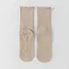 Calcetines de Yoga para Mujer de Primavera y Verano, Algodón Puro, Sin Costuras, Color Sólido, Calcetines de Media Pantorrilla, Calcetines Profesionales de Pilates con Silicona Antideslizante para el Piso
