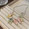 Collar de Mariposa de Color Dopamina de Verano Estilo Coreano Ins Cadena para Clavícula Diseño de Nicho Atmósfera Cadena de Collar Estilo Vacaciones
