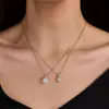 Collar Colgante de Princesa Redondo de Moissanita de Moda para Mujer, Cadena para Clavícula Simple y Versátil, Venta al por Mayor, Popular en Transmisiones en Vivo de TikTok