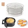 Rejilla de acero inoxidable para asar, bandeja para hornear específica para freidora de aire, rejilla para asar, rejilla para cocinar al vapor, soporte redondo para barbacoa, con extensión de altura incorporada