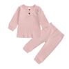 Conjunto de primavera y otoño para niños coreanos de ropa interior para bebé, tejido de canalé, ropa para casa, traje de pijama para niños y niñas