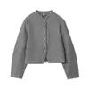 Fabricante de ropa de mujer transfronterizo al por mayor moda 2026 versátil simple chaqueta corta de manga larga decorada con botones