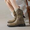 Botines Marrones de Estilo Británico para Mujer, Nuevos Botines de Otoño e Invierno 2026 para Mujer, Botines Cortos, Botas Vaqueras de Suela Plana