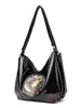 Nova Bolsa de Mão Jixiang Transfronteiriça para Mulheres, Grande Capacidade, Bolsa de Ombro Simples Retrô, Bolsa Transversal de Balde de Nicho