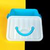 Caja de Almacenamiento Cuadrada Portátil con Tapa de Cara Sonriente, Detergente para Ropa, Cubo de Almacenamiento para Bolas de Lavado, Juguete para Niños