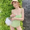 Venta al por mayor de fábrica trajes de baño transfronterizos Corea del Sur nuevo sin espalda sexy ajustado cintura alta pecho pequeño traje de baño de una pieza mujeres