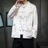 Traje Tang talla grande chaqueta casual moderna melocotón primavera otoño cuello alto estilo chino chaqueta hombres botón de rana holgada tie-dye 2026