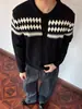 Otoño/Invierno 2026 Estilo Old Money Jacquard Fair Isle Cuello Solapa Manga Larga Tejido Suelto Botones Cardigan Suéter Retro