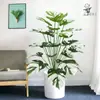 Luxo Leve Transfronteiriço Grande Planta Simulada Brocado Branco Costela de Adão Decoração de Casa Sala de Estar Escritório Paisagismo Externo Planta em Vaso
