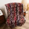 Cachecol Jacquard Fair Isle Retrô Imitação de Caxemira para Mulheres Viagem Xinjiang Sichuan Tibete Estilo Étnico Xale Longo com Franjas