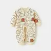 Mameluco de Bebé de Temporada, Pijama de Algodón Puro para Primavera y Otoño, Ropa para Recién Nacidos de Manga Larga con Abertura Inferior, Ropa de Primavera con Abertura Inferior