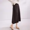 Falda de Punto de Lana Pura para Mujer Otoño Invierno Cintura Alta Largo Medio Falda Línea A Color Sólido Punto Trenzado Falda Casual