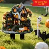 Bruja de Halloween Transfronteriza Casa de Calabaza Gato Negro Acrílico 2D Decoración de Atmósfera Festiva para Fiesta en Jardín al Aire Libre