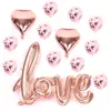 Balão Grande Cor Rose Gold Carta de Amor Pacote com Tassel Bola de Papel Látex Transparente Estrela de Amor Filme de Alumínio