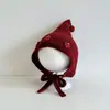 Gorro de Bebé Otoño e Invierno Gorro de Punto Grueso Cálido para Bebés y Niños Pequeños, Estilo Coreano Fresa Princesa Gorro de Punto con Puntiagudo para Protección de Orejas