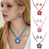Collar y Pendientes de Cuerda de Cera de Flor Fresca y de Lujo Transfronterizos Europeos y Americanos Set Collar de Frangipani Orquídea Al por Mayor