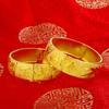 Joyería de Jade para Boda Nupcial, Pulsera Gruesa de Tres Oros de Oro Genuino con Patrón de Dragón y Fénix, Oro de Arena de Cobre de Imitación, Pulsera Versátil de Lujo Ligero
