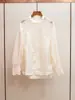 Shenzhen Nanyou Roupas Femininas de Alta Qualidade Primavera Nova Estilo Francês Gentil Camisa Solta com Gola Alta de Renda Top para Mulheres