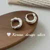 Pendientes de Plata Nicho Dongdaemun de Corea del Sur Pendientes de Anillo Retorcido de Plata de Ley S925 Estilo Versátil Simple y de Alta Gama para Mujer