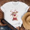 Nuevo Mayoreo Feliz Navidad Árbol de Navidad Papá Noel Simple Media Manga Casual Dibujos Animados Blanco Camiseta Manga Corta Mujer