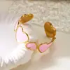 Pulsera Transfronteriza Europea y Americana Nueva Moda Tendencia Dopamina Corazón Colorido Empalmado Acero Inoxidable Pulsera Abierta para Mujer