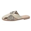 Estilo Chino Plano de Noche Estilo Francés Perezoso Slip-On Venta al por Mayor Nuevas Medias Zapatillas de Dedo Medio Estilo Francés Suave para Mujeres Verano