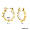Nuevos Pendientes de Acero Inoxidable con Forma de Corazón y Perla Blanca para Otoño e Invierno, Lujo Accesible, Pendientes de Hebilla de Oreja de Moda y de Alta Gama Chapados en Oro de 18 Quilates