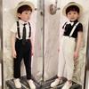 Traje para Niño 2025 Verano Nuevo Estilo Coreano Vestido de Niña de las Flores Pantalones de Manga Corta Set de Cuatro Piezas Ropa de Actuación Infantil
