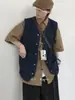 Chaleco de mezclilla retro japonés con múltiples bolsillos para ropa de trabajo para hombres y mujeres, nuevo top casual sin mangas para capas, chaqueta de corte holgado, moderno