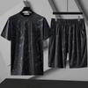 Novo Terno Casual Solto de Seda Gelo Tamanho Plus Masculino Plus Fertilizante Plus Moda Esportiva Manga Curta Fina Verão
