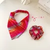 Miaode 2026 Nuevo Pañuelo Triángulo Gradiente Láser Accesorio Elástico para el Cabello Scrunchie Plisado Iridiscente Goma para Cola de Caballo Baja