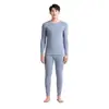 Nuevo conjunto térmico de cachemir y seda para otoño e invierno para hombre, conjunto ligero y cálido de modal con interior cepillado, camiseta interior para hombre