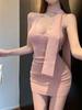 Vestido Sexy de Punto con Tirantes para Mujer, Nuevo Vestido Corto de Verano Ajustado con Cinta, Cintura Delgada y Vestido Ajustado al Cuerpo