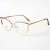 Óculos Ópticos de Metal Olho de Gato Diamante Armação para Sobrancelha Novos Retro Anti-Luz Azul Lentes Planas Armação para Óculos de Miopia