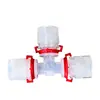 Conector en T de PFA para venta al por mayor en stock con doble tuerca, diámetro variable, tipo cuenta con rosca MNPT, resistente a ácidos y álcalis fuertes, disponible en varias especificaciones