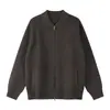Yidao Roupas Vintage 2026 Outono Novo Retrô Japonês Simples Cor Sólida Gola Baseball Zíper Duplo Suéter Cardigan para Homens