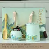 Taza de cerámica "Jiangshan Qianli" cultural y artística, taza de oficina, taza con separación de té y agua, caja de regalo, regalo de reunión anual