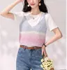 "Orange Light Flow Weave" Design-Inspired Color-Blocking Tricô Camisola para Mulheres, Top sem Mangas Camada para o Verão 2026